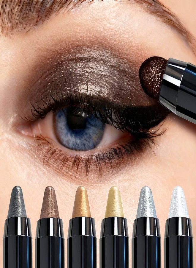 MooGlamor 6 Pcs Eyeshadow Stick Shimmer Eye Shadow Set with Retractable and Blendable Eye Shadow Stick for Long-Lasting Colorful Eye Makeup - Image 2